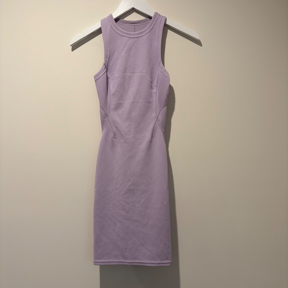 Lululemon Ebb to Street Mini Dress Lilac Purple Ribbed Racerback Size 0 LW1ECYS - Picture 1 of 5